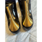 Stuart Weitzman Black Patent Leather Gold Heel Pumps Size 8.5N