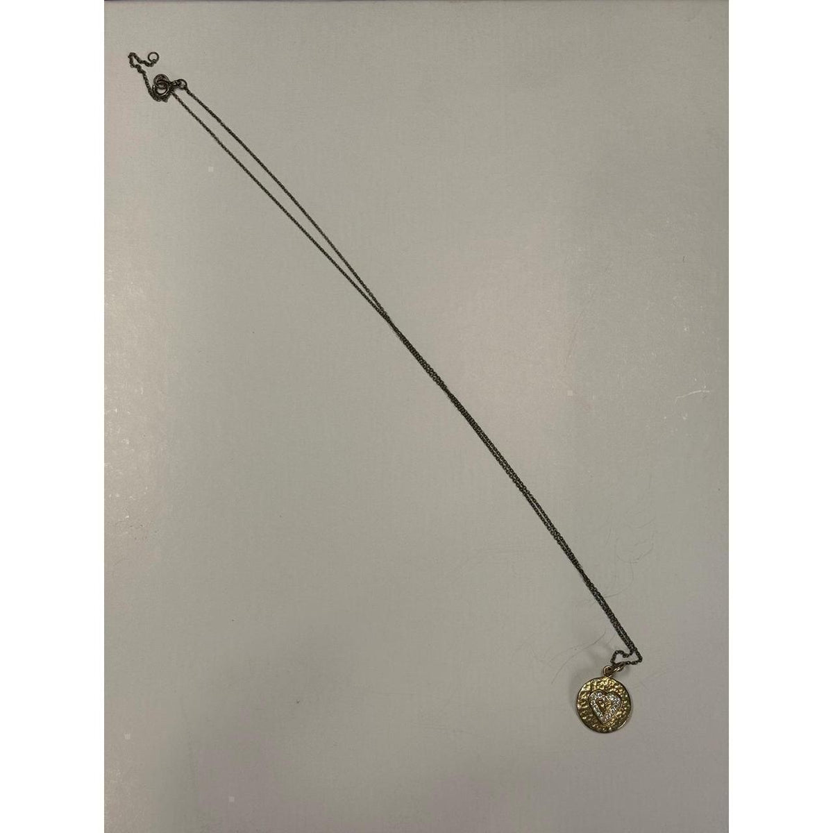 Gold-Tone Cubic Zirconia Pave Heart Charm Necklace