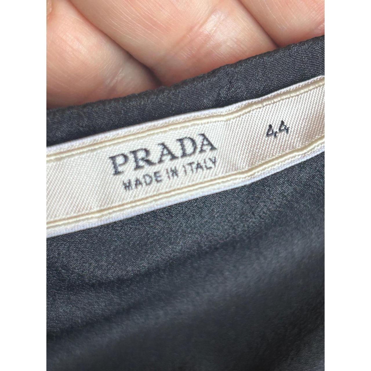 Prada Midi Dress Women's Size 8 Black Excellent Belted Square Neck