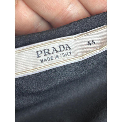 Prada Midi Dress Women's Size 8 Black Excellent Belted Square Neck