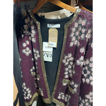 ZARA Limited Edition Embellished Floral Sequin Jacket – NWT - size L