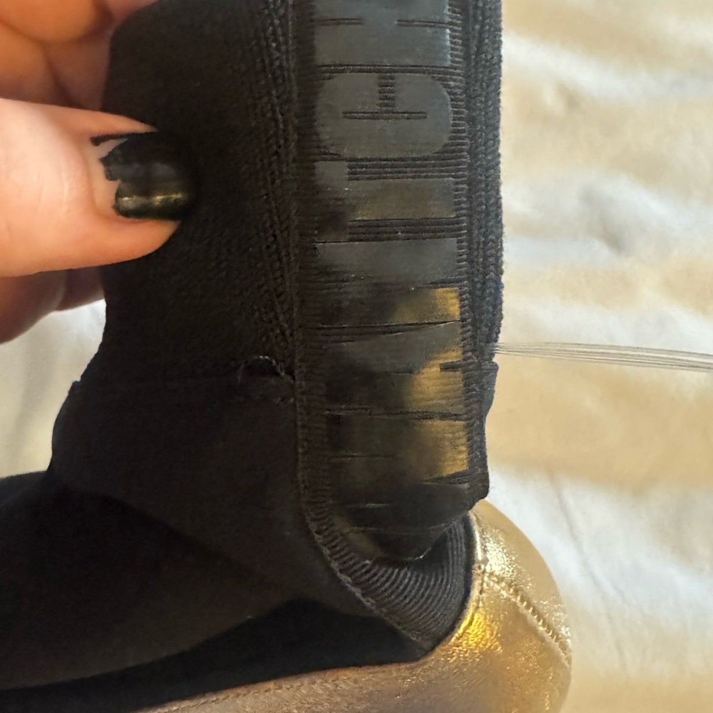 Jimmy‎ Choo Black and Gold Stiletto Heeled Boots