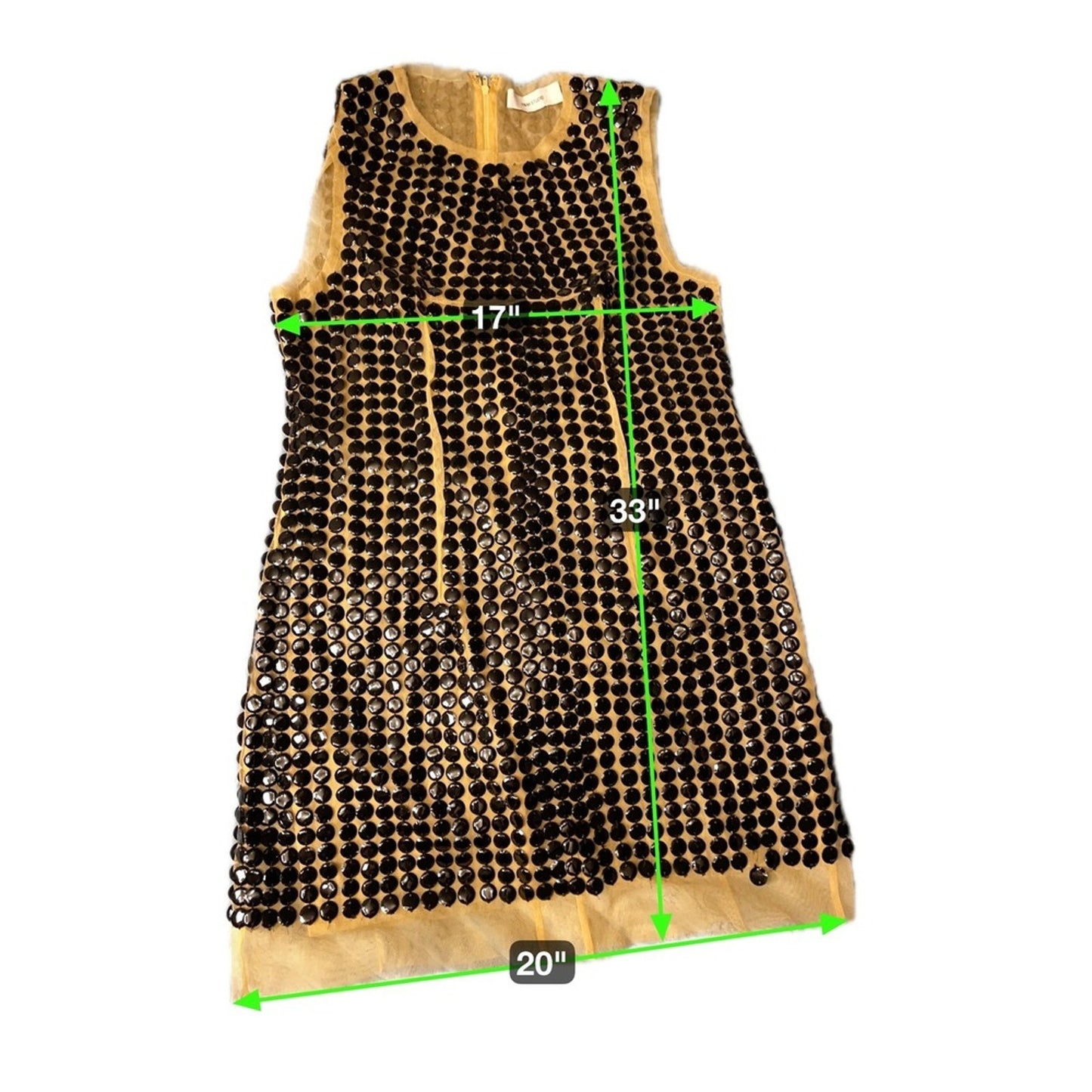 H&M Studio Black Sequin Mesh Sheer Sleeveless Mini Dress size 6