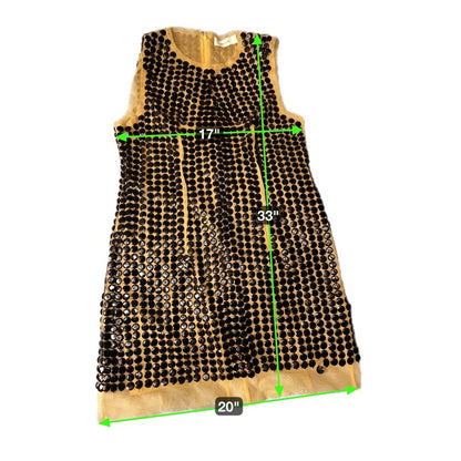 H&M Studio Black Sequin Mesh Sheer Sleeveless Mini Dress size 6