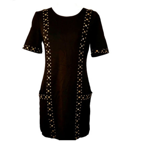 Trina Turk Black Studded Mini Dress Short Sleeve Party Career