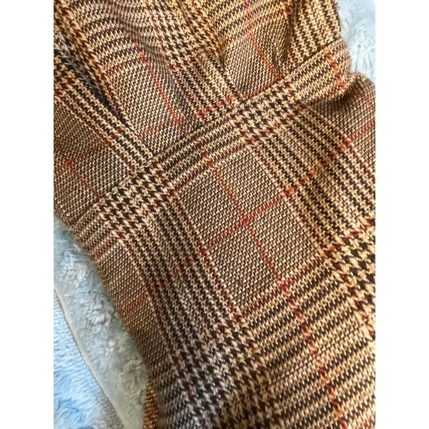 Brown Plaid Over The Knee Boots Women's Size 10 Stiletto Heel Lace Up Detail