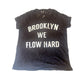 Y7 Studio Brooklyn We Flow Hard Distressed Destroyed Black Graphic Tee Medium