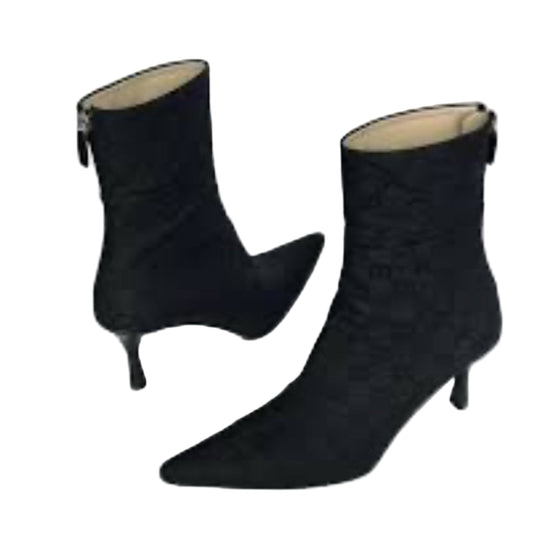 Gucci Monogrammed Black Heeled Boots with Sophisticated Style
