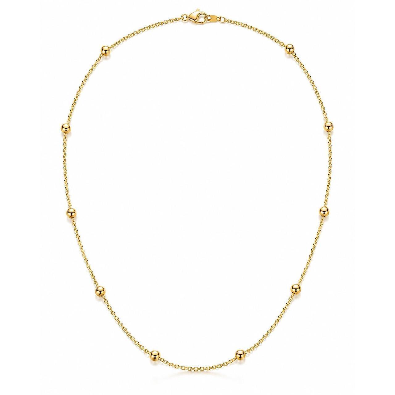 14K Italian Gold Ball Curb Chain Necklace 18" 2.0g