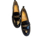 Sam Edelman Black Patent Leather Loafers with Gold Chain Accent