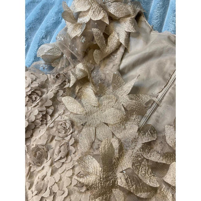 IDA SJOSTEDT 147 Elissa Dress 3D Floral Embellished Tulle Cap Sleeve Midi Dress