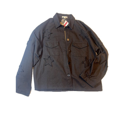 Star power Cropped Sundry utility jacket in black with raw edge starsNWT. Size M