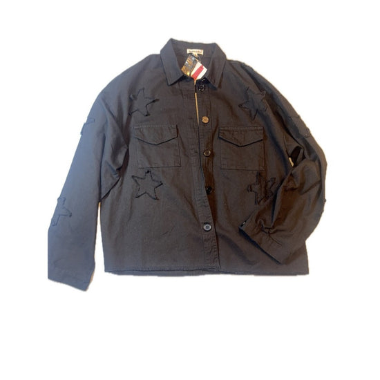 Star power Cropped Sundry utility jacket in black with raw edge starsNWT. Size M