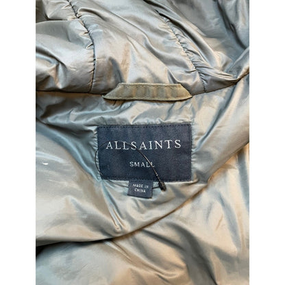 ALLSAINTS Olive Green Nylon Bomber Coat  With Multiple Zippers Size Small
