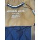 Michael Kors Varsity Jacket XL – Tan & Navy Bomber Coat NWT Logo Patch