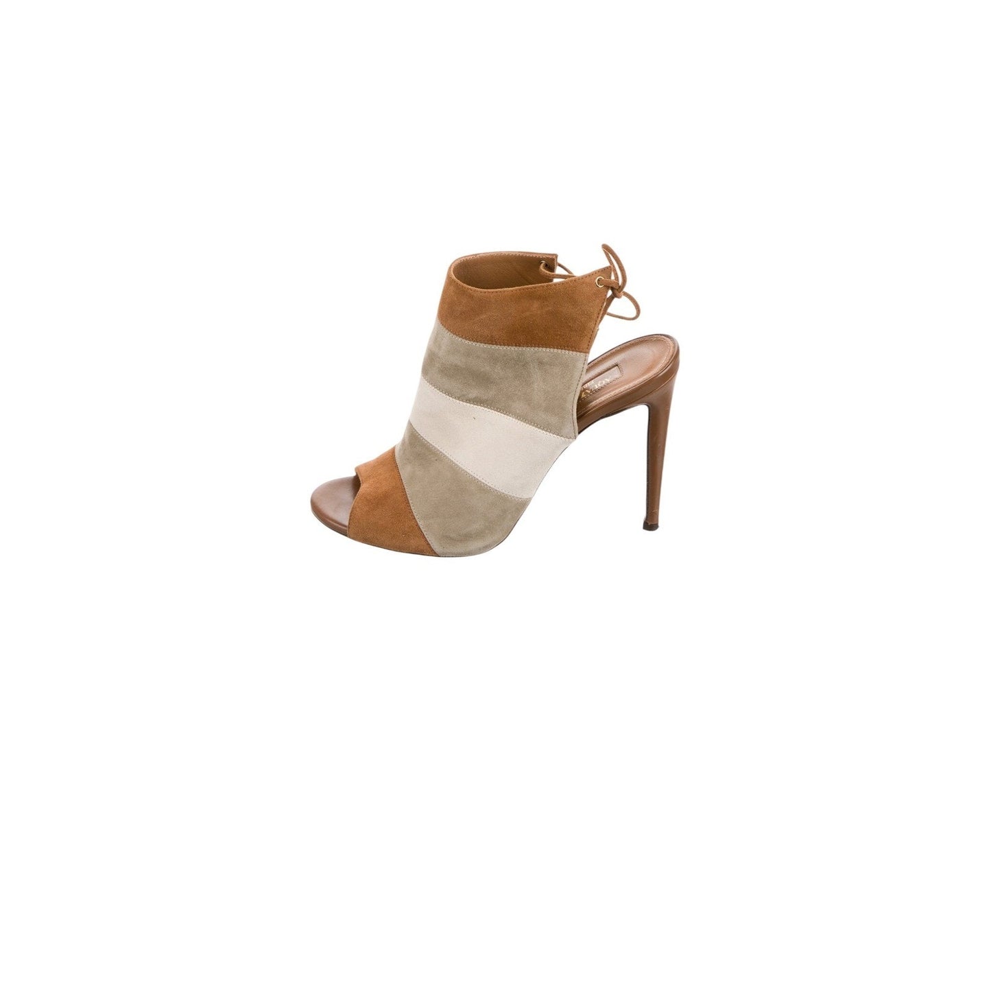 Aquazzura Suede Slingback Sandals Womens 7.5 IT 37.5 Tan Beige Good Colorblock
