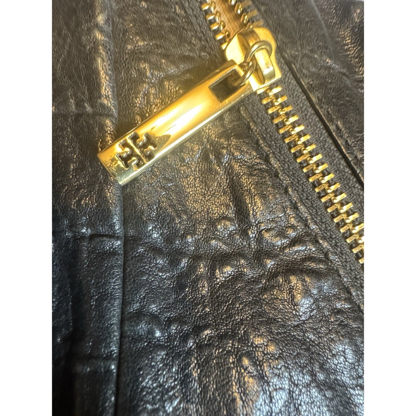 Tory Burch Julianne Black Leather Slouchy Tote Bag Gold Hardware