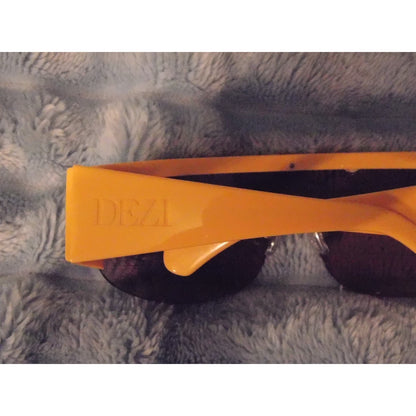DEZI Yellow Rimless Shield Sunglasses Orange Mirror Lens UV Protection