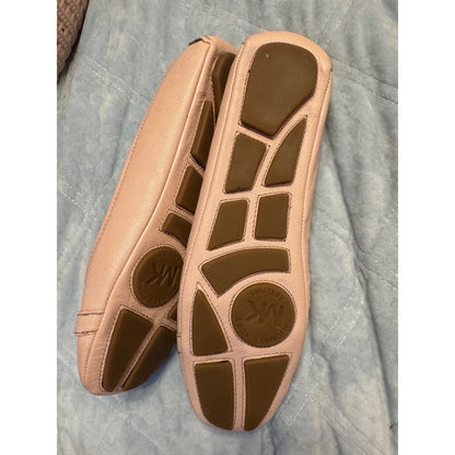 Michael Kors Pink Leather Ballet Flats MK Logo Slip On Loafers