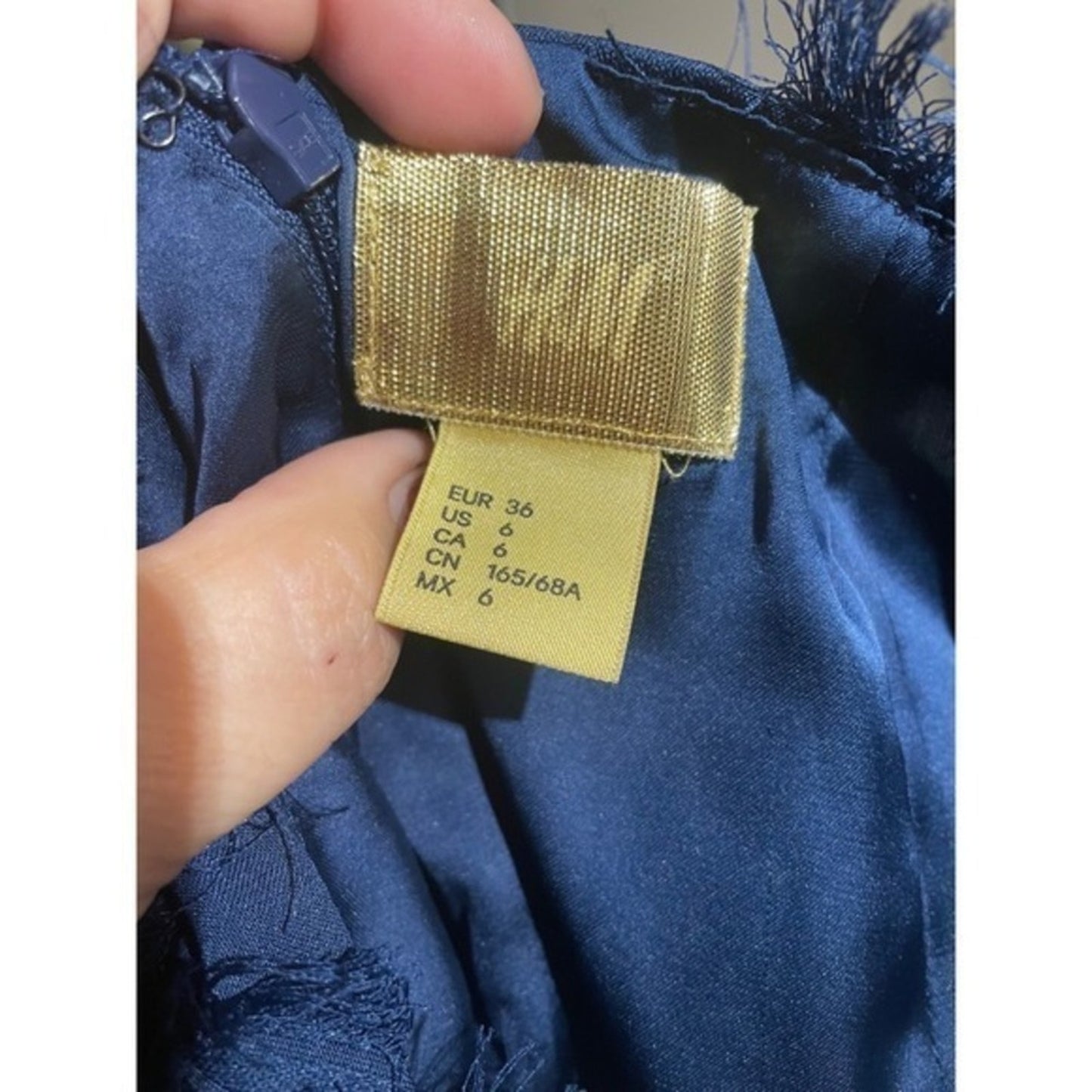 H&M Gold Label Navy Textured Rosette Faux-Fur Mini Skirt – Size 6