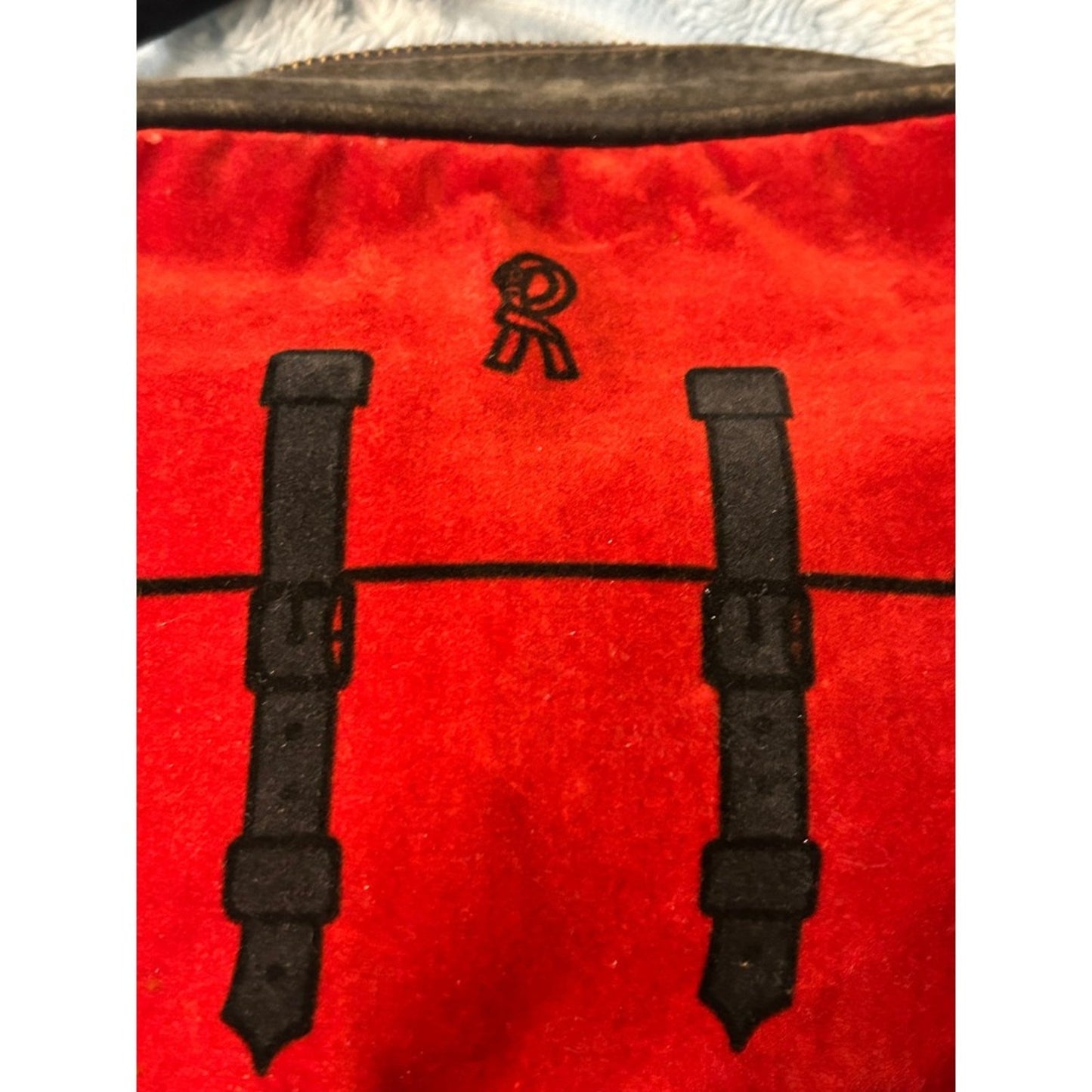 Roberta Di Camerino Messenger Bag Red Suede Leather Accent