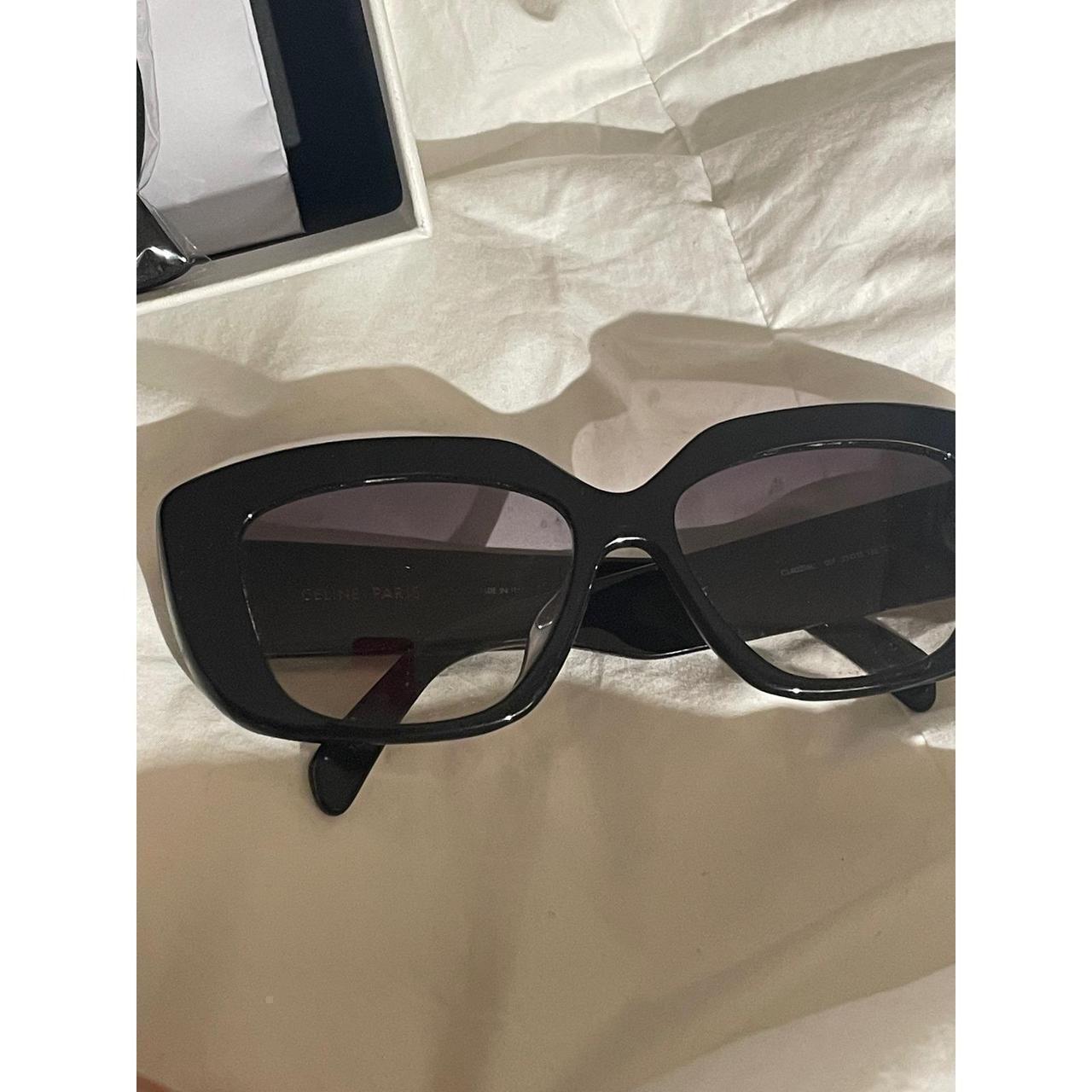 CELINE PARIS CL40216U Black Acetate Square Sunglasses with Gold Triomphe Logo