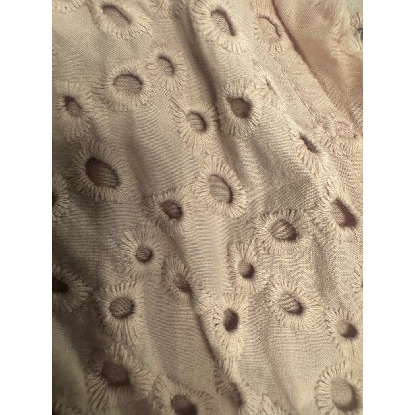 Velvet Graham Spencer Eyelet Wrap Dress XS Pink Beige Made in USA Puff Sleeve