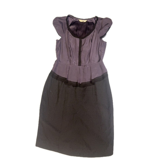 Rebecca Taylor Dress Womens Fit Flare Cap Sleeve Party Cocktail Purple Black