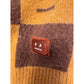 Acne Studios Face Patch Checkerboard Wool Cashmere Sweater Brown Yellow Size L
