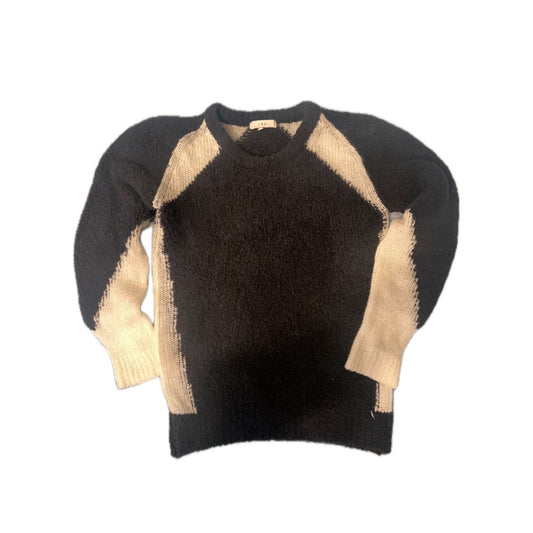 IRO Boucle Knit Colorblock Sweater Womens Medium Black Cream Excellent Raglan