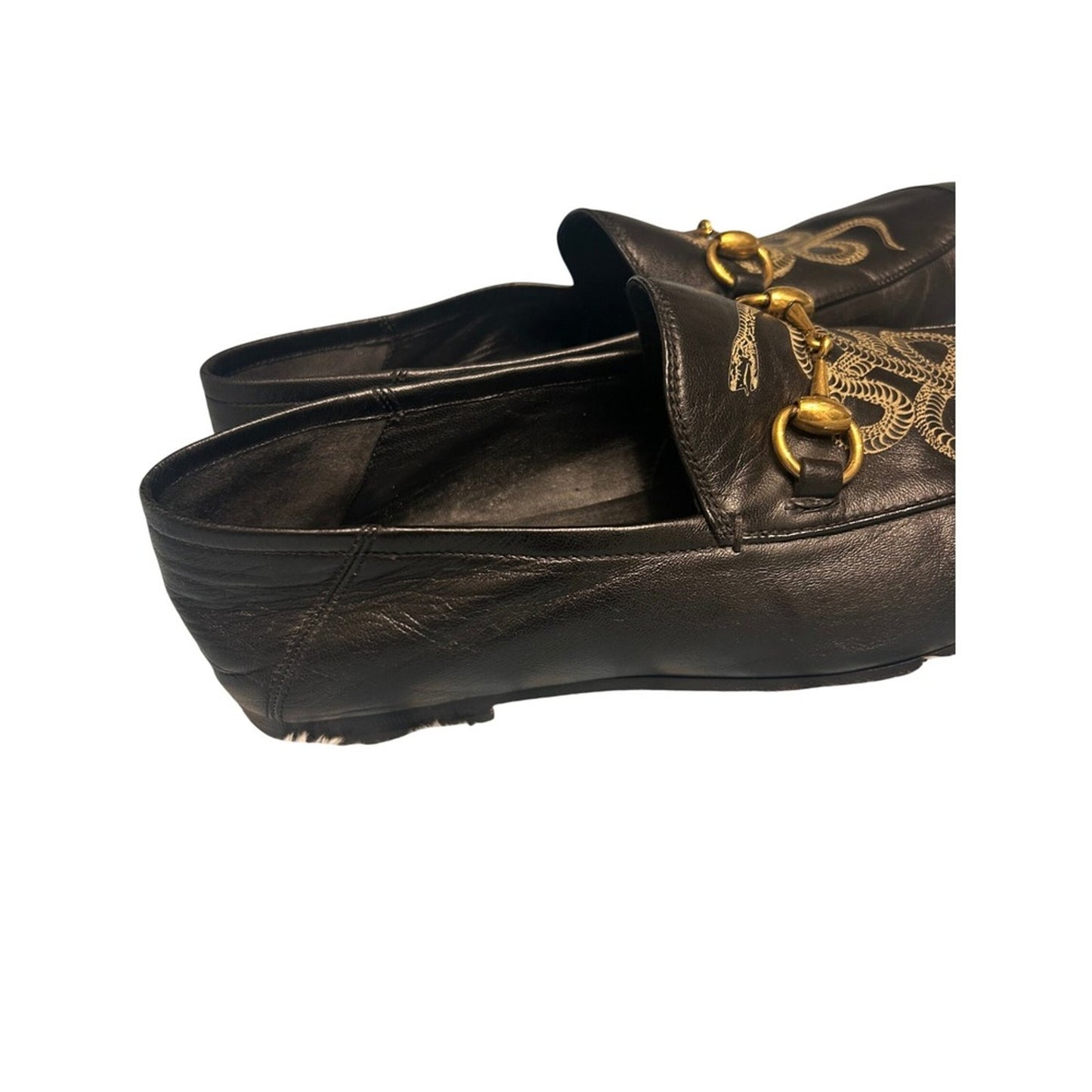 Gucci Kingsnake Horsebit Loafers Mens 8 Black Leather Jordaan  Good Embroidered