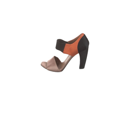Prada Satin Colorblock Sandals Womens 8.5 IT 38.5 Orange Black Champagne Good