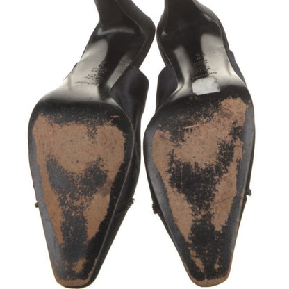 Casadei Black Slingback Heels Embellished Pointed Toe Stiletto size 9