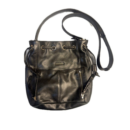 COLE HAAN Leather Drawstring Bucket Bag Crossbody Shoulder Bag Purse