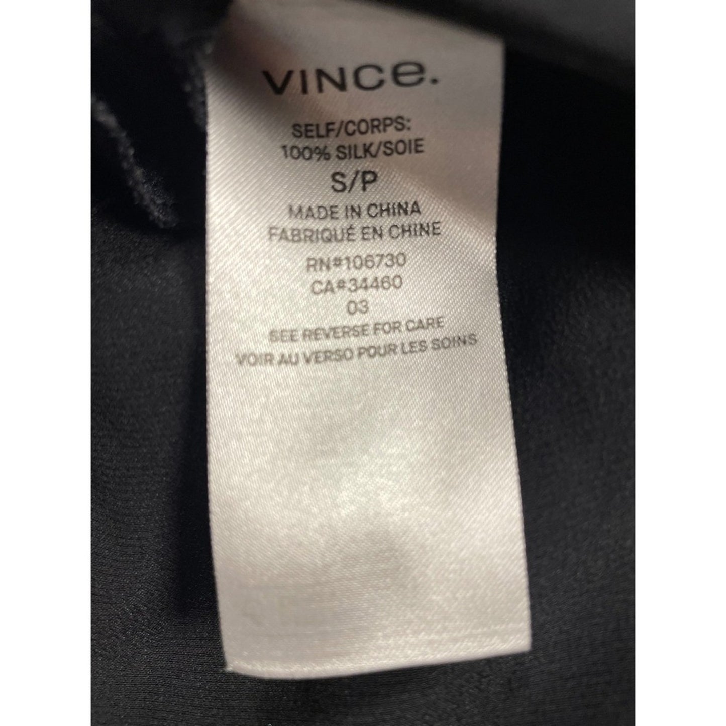 Vince 100 Silk Midi Wrap Dress Black Long  Sleeve size S/P