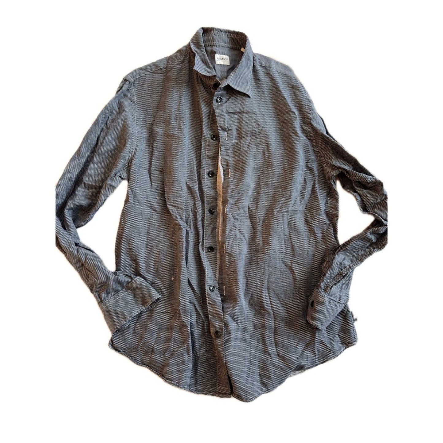 Armani Collezioni Men's Dress Shirt – Navy Micro Pattern / Size L