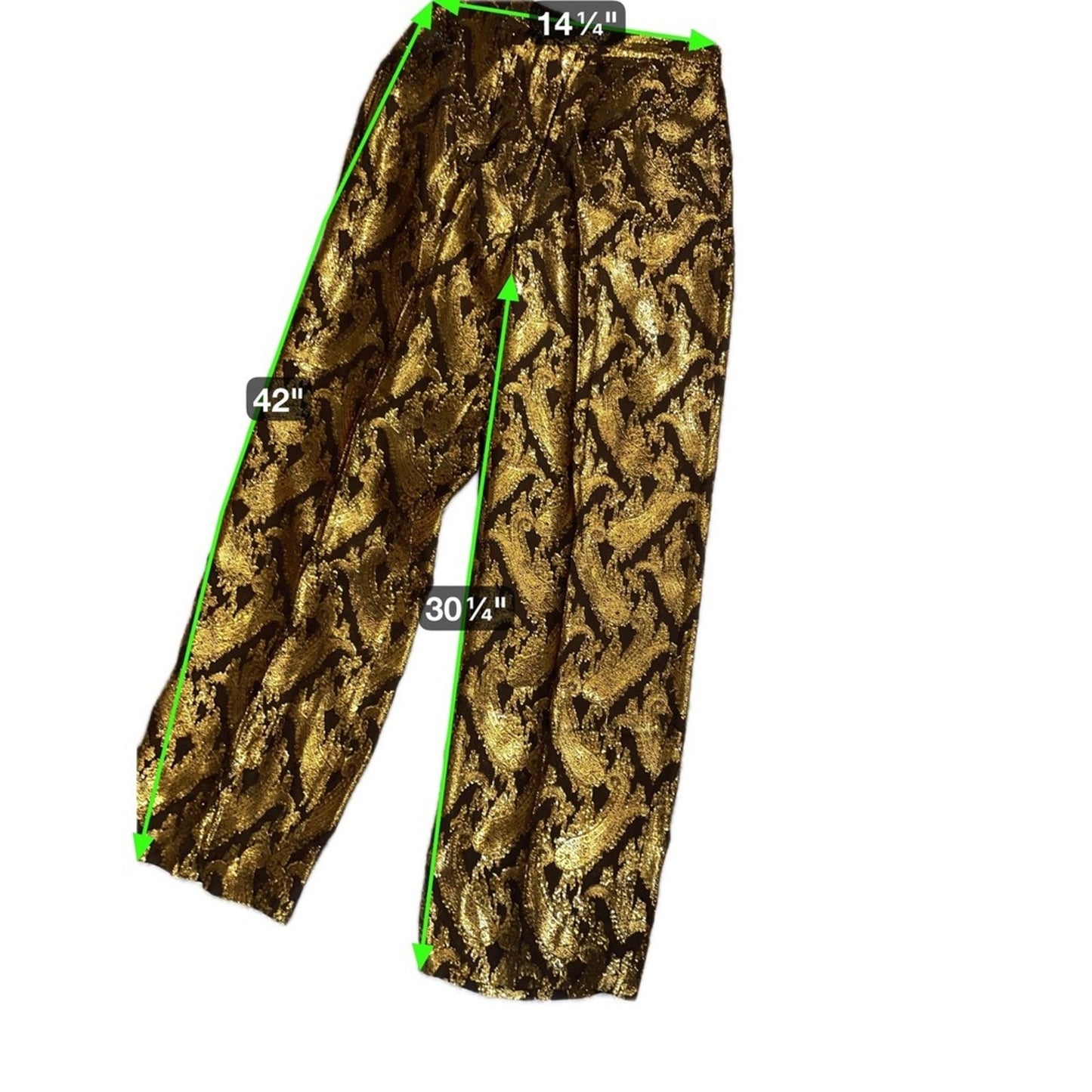 2 Other Stories Black Gold Paisley Jacquard Wide Leg Pants EU 38 US 6