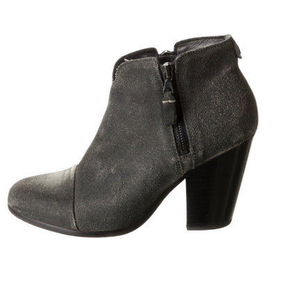 Rag & Bone Black Suede Ankle Boots Block Heel Side Zip Casual Women's Size 8.5