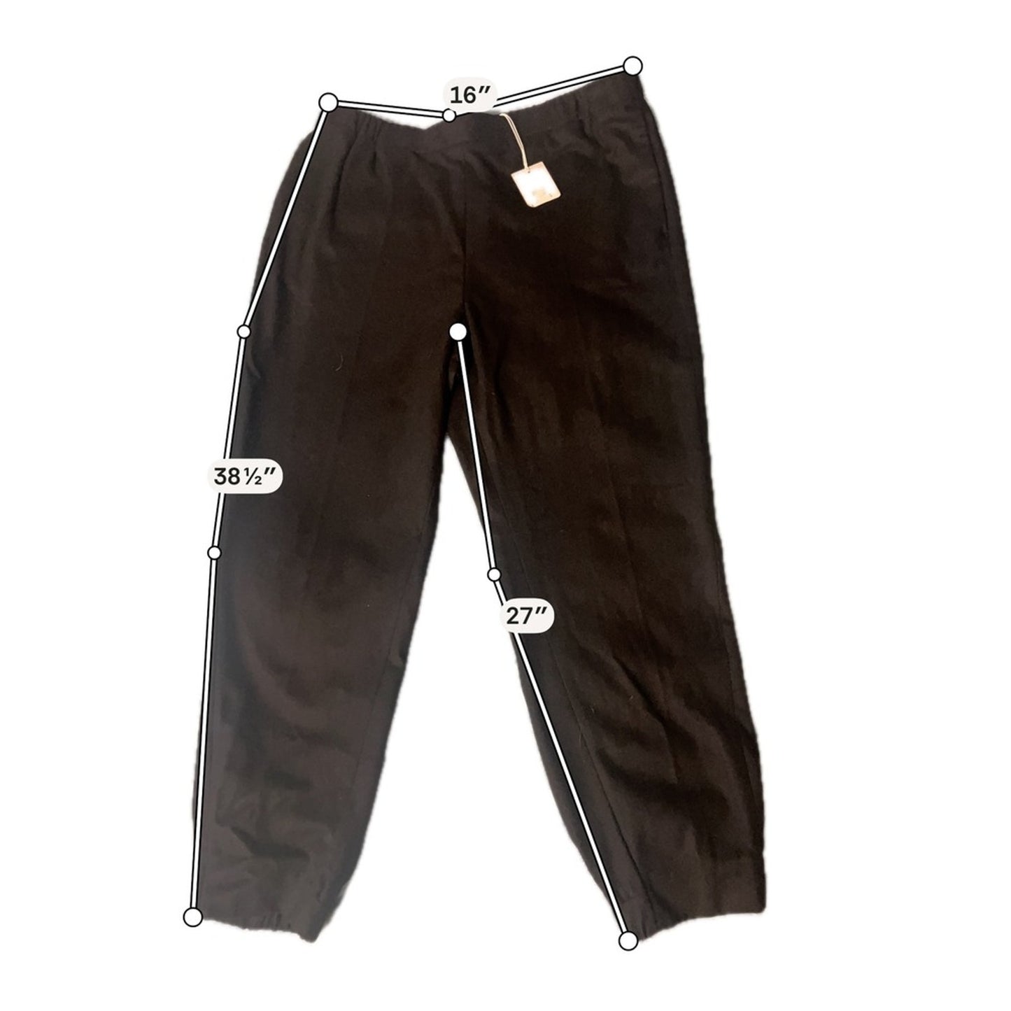 COS Wool Cashmere Blend Tapered Trousers Womens 18 Black New Elastic Waist Pants
