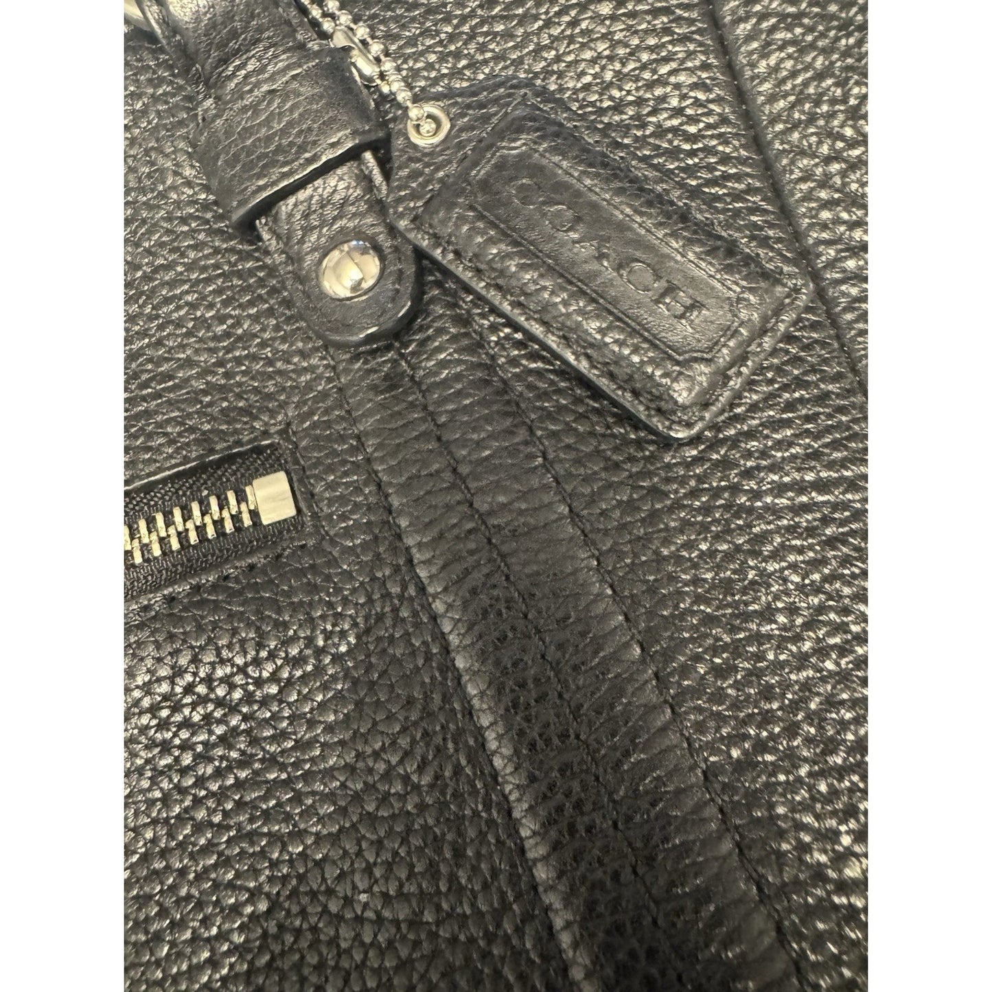 Coach Kristin Satchel Black Pebbled Leather Shoulder Crossbody Bag Purse 16”