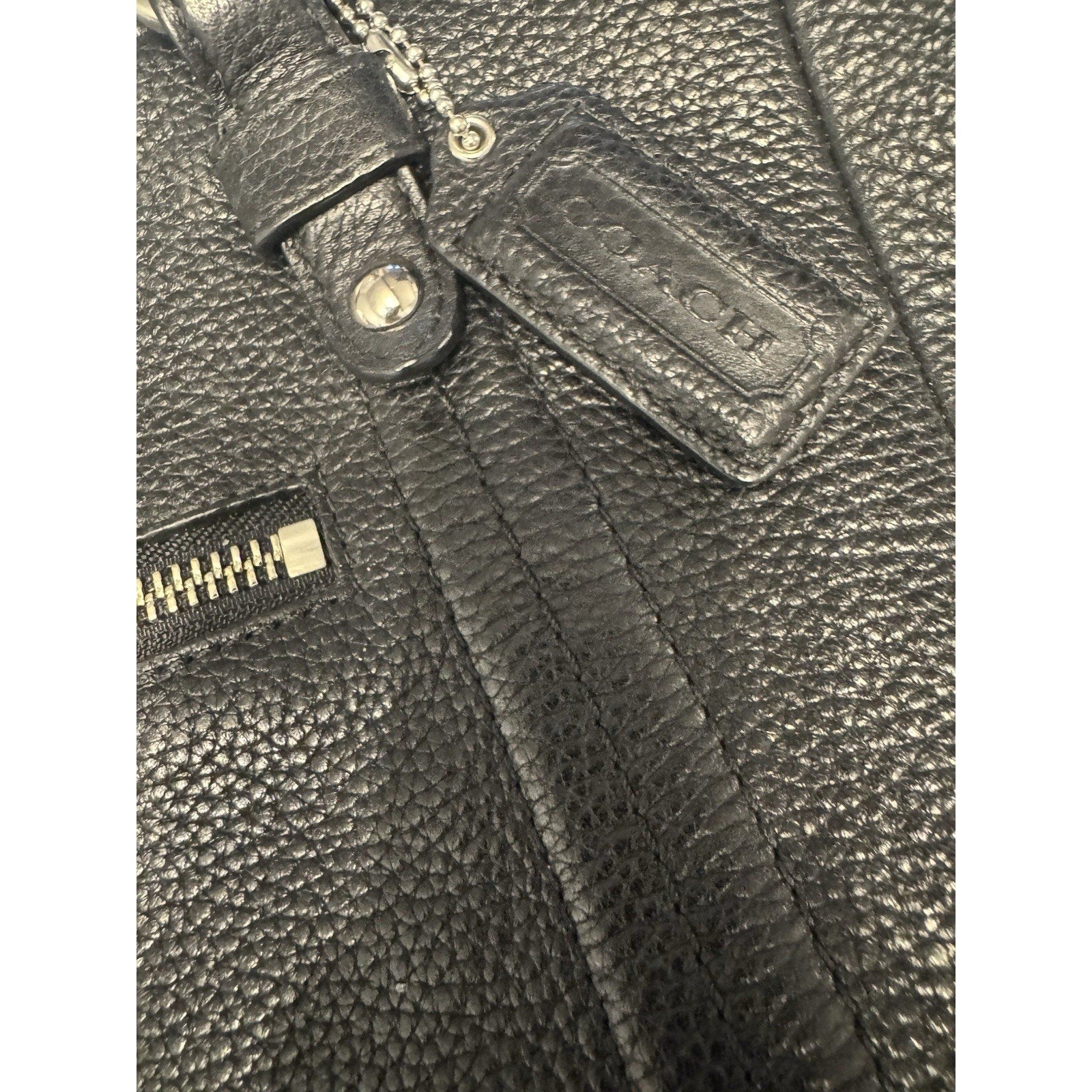 Coach Kristin Satchel Black Pebbled Leather Shoulder Crossbody Bag Purse 16”