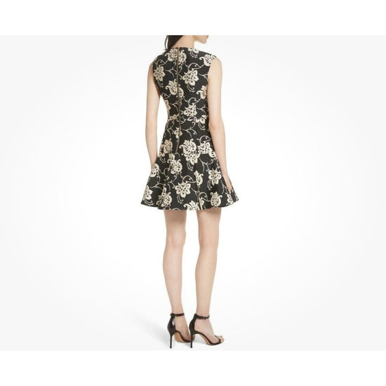 Ted Baker Black & White Floral Fit & Flare Dress – Size 3 (US 6)