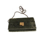 V73 Velvet Shoulder Bag Olive Green Chain Strap Buckle Flap Evening Clutch