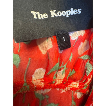 The Kooples Red Floral Long Sleeve Ruffle Mini Dress – Size 1 (S/US 4)