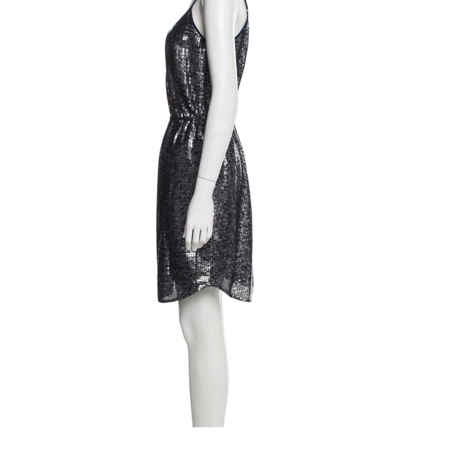 Rebecca Taylor Silver Sequin Scoop-Neck Mini Dress – Size Medium (US 8)