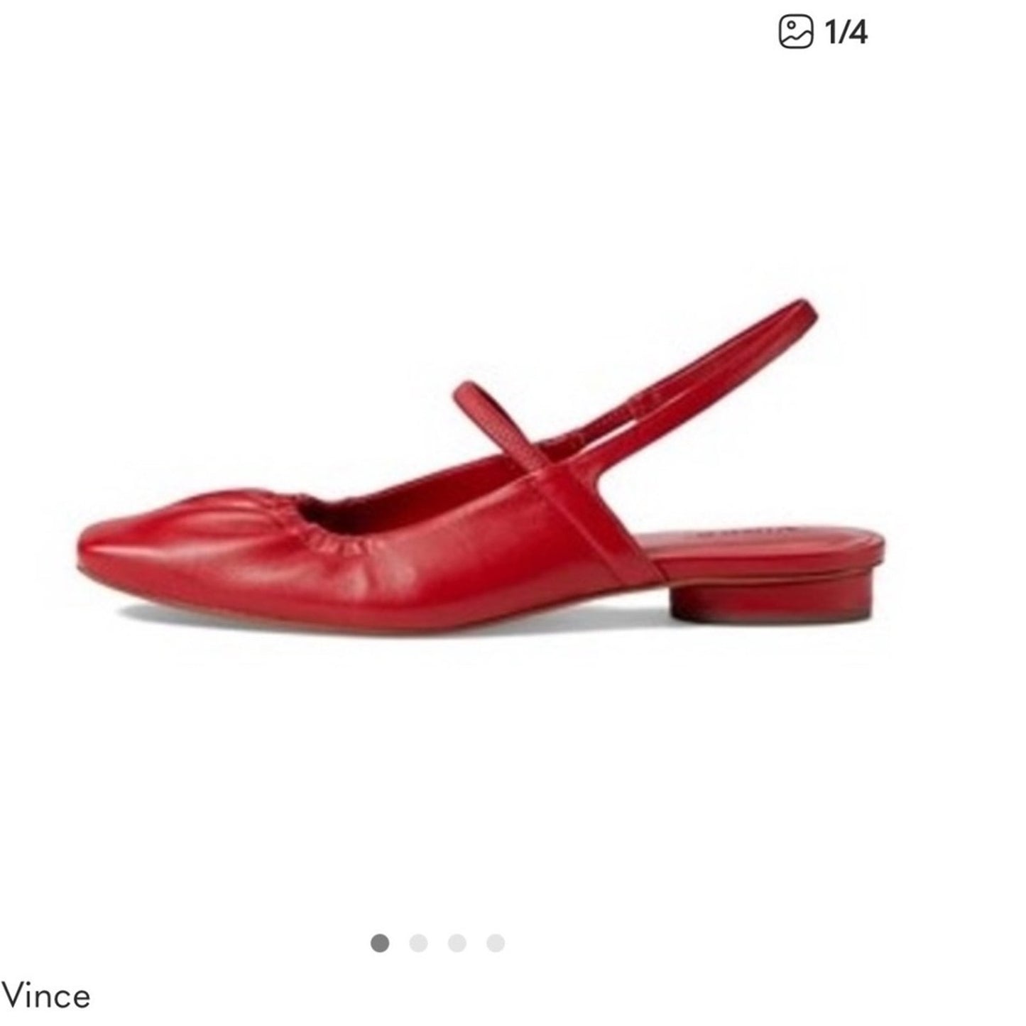 Vince Womens Red Square Toe Ruched Slingback Flats Shoes