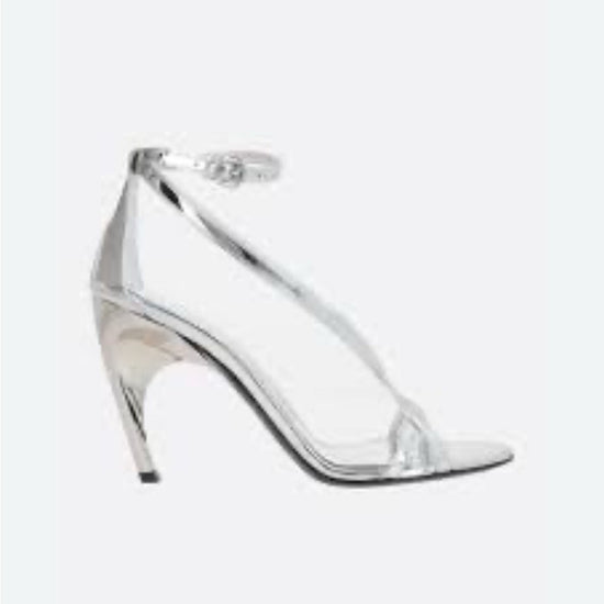 Alexander McQueen Silver Stiletto Heels with Minimalist Design NWT