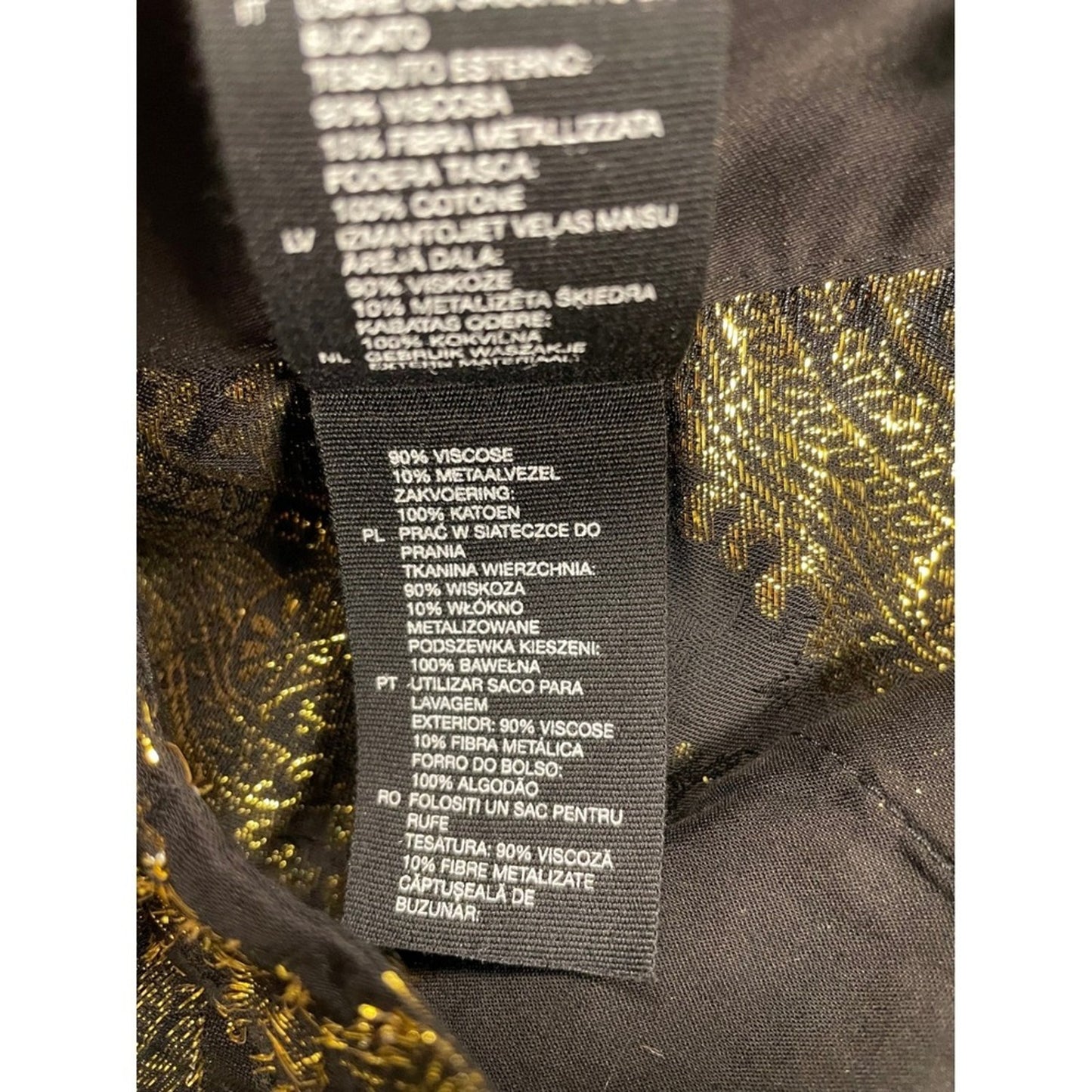 2 Other Stories Black Gold Paisley Jacquard Wide Leg Pants EU 38 US 6