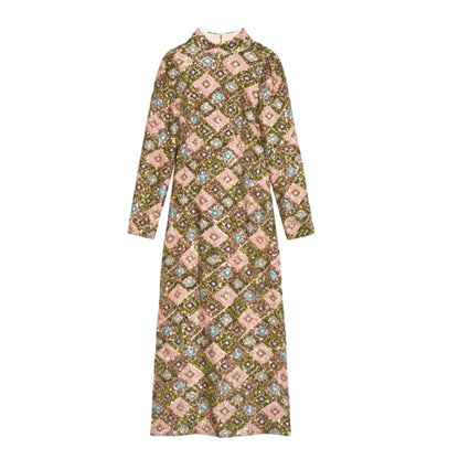 Ghost Spell Sequin Embellished Maxi Dress Geometric Print Long Sleeve XlL