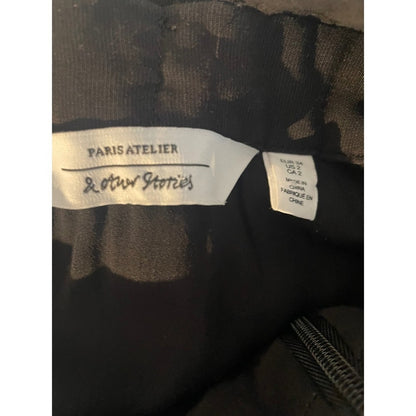 Other Stories Paris Atelier Black V Neck Midi Dress Side Tie Size 2